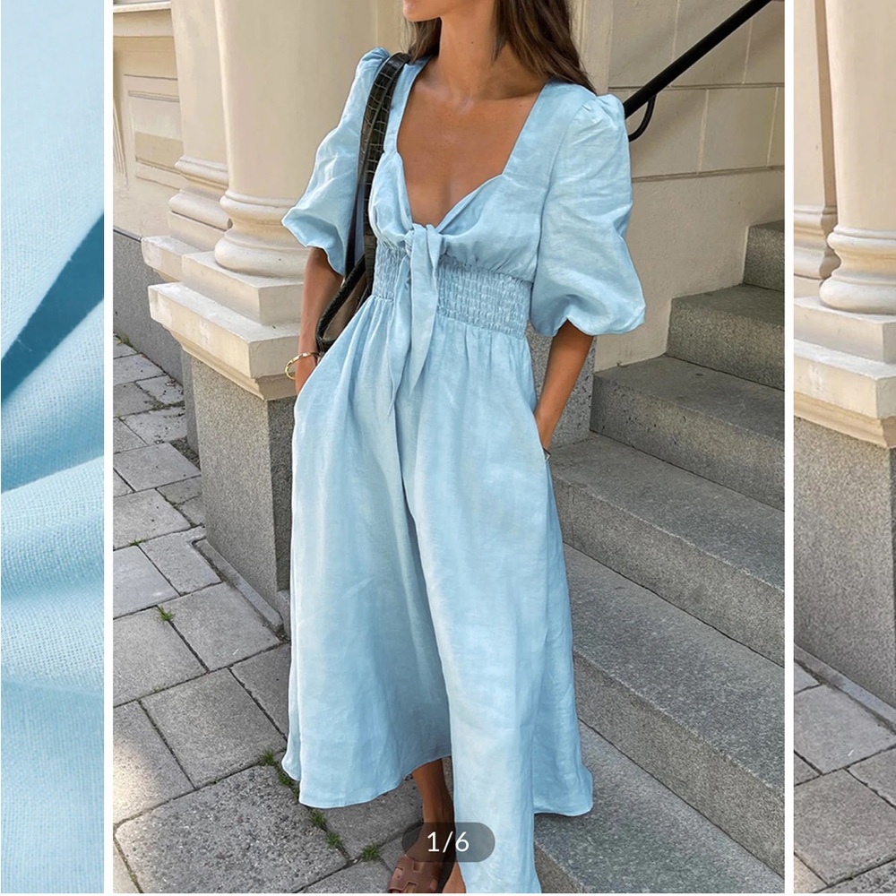 Commense Cream Puff Sleeve Dress